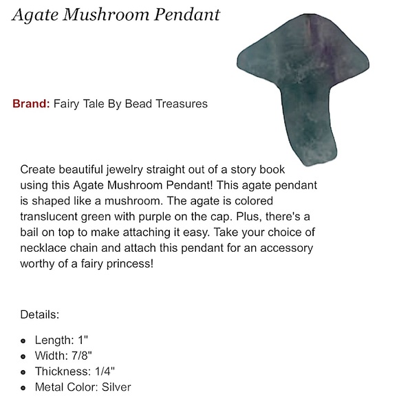 Agate mushroom translucent purple & green pendant necklace on silver chain NEW - Picture 12 of 12